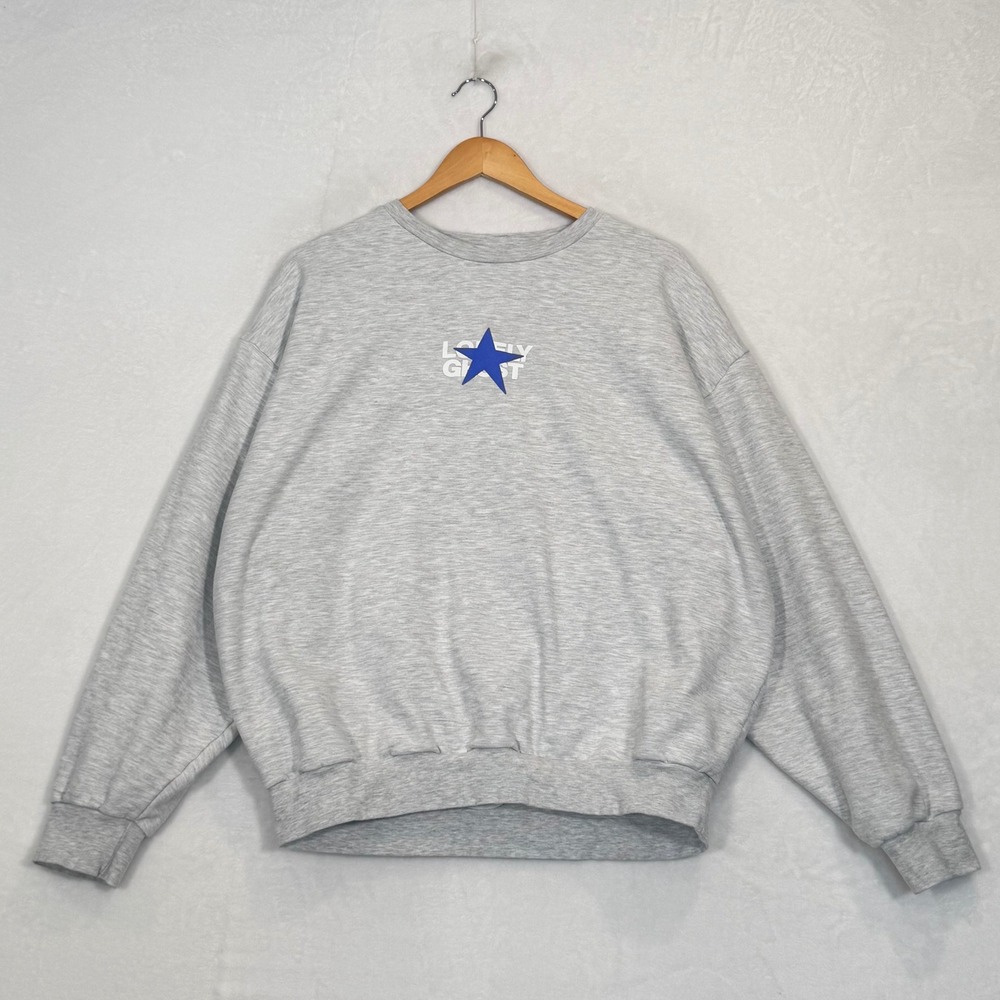 Lonely Ghost Gray Star Graphic Crewneck Sweatshirt 2X